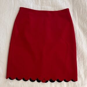 Banana Republic Red Mini Skirt with Scalloped Hem